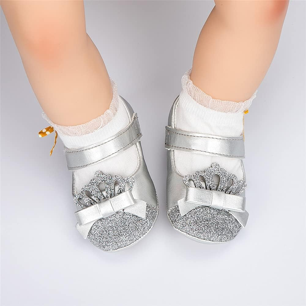 Infant Baby Girls Soft Sole Bowknot Princess Wedding Dress Mary Jane Flats Prewalker Newborn Light Baby Sneaker Shoes