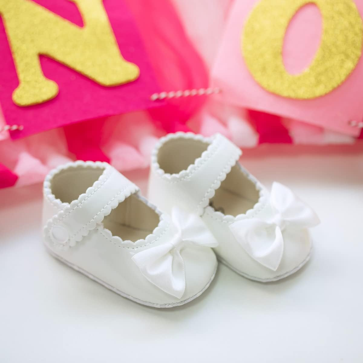 Infant Baby Girls Soft Sole Bowknot Princess Wedding Dress Mary Jane Flats Prewalker Newborn Light Baby Sneaker Shoes