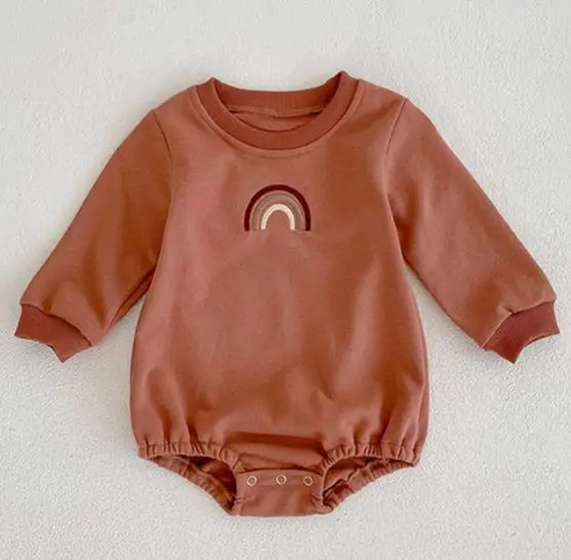 New 2022 Baby Girls Boys Bodysuits Baby Simple Embroidery Loose Package Fart Creeper Sweater Spring Autumn Baby Bodysuit