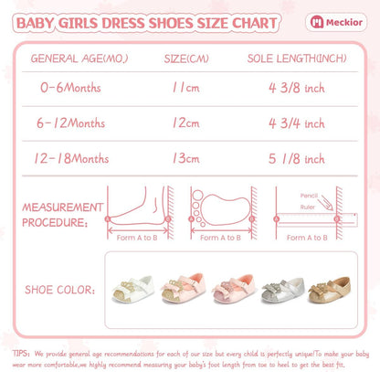 Infant Baby Girls Soft Sole Bowknot Princess Wedding Dress Mary Jane Flats Prewalker Newborn Light Baby Sneaker Shoes